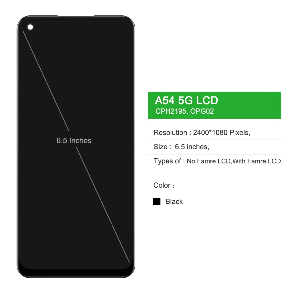 Screen Assembly for Oppo A54 5G CPH2195 OPG02 Lcd Display Digital Touch Screen with Frame for Oppo A54 5G Screen Replacement OPPO phone repair parts