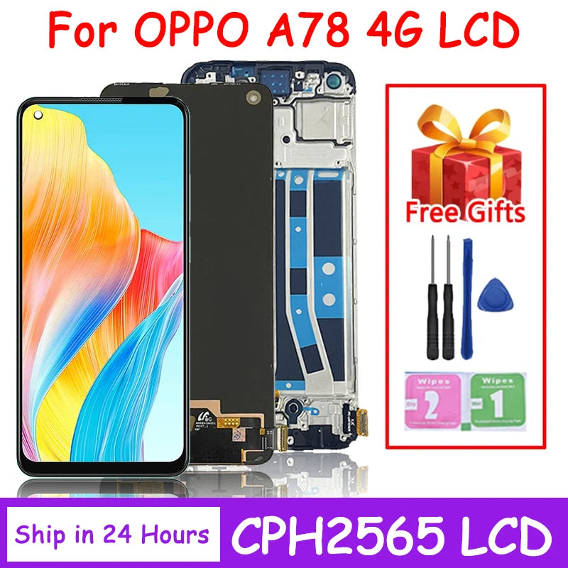 6.43"TFT/Ori For OPPO A78 4G CPH2565 LCD Display Touch Screen Digitizer Panel Assembly A78 Display Screen Parts With Frame Oppo phone repair parts Realme phone repair parts