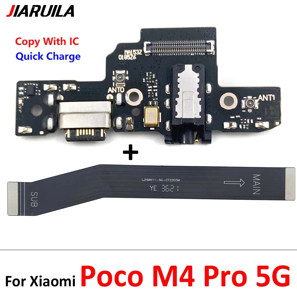 10Pcs/Lot, USB Charging Board Connector Port Dock Flex Cable For Xiaomi Poco F1 F2 F3 F4 F5 X3 X4 X5 X6 M3 M4 M5s Pro 4G 5G GT  Xiaomi  Xiao mi phone repair parts