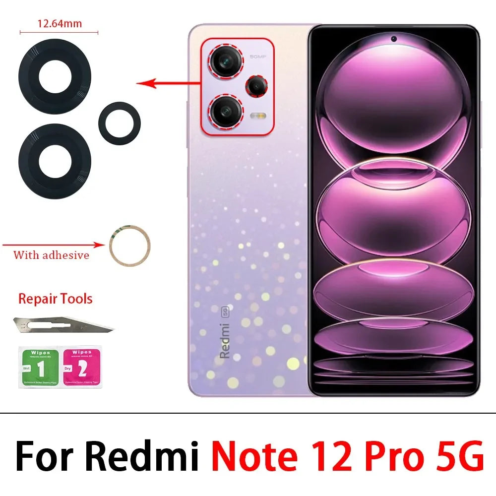 10Pcs, Camera Glass Lens Back Rear Camera Glass Lens For Xiaomi Redmi Note 11 12 13 14 Pro Plus 4G 5G With Adhesive  Xiaomi  Xiao mi phone repair parts