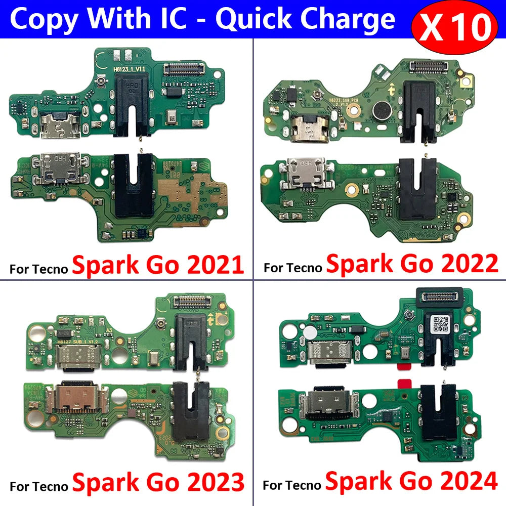 10Pcs, USB Charging Port Dock Charger Plug Connector Board Flex Cable For Tecno Spark Go 2020 2021 2022 2023 2024 Tecno phone repair parts
