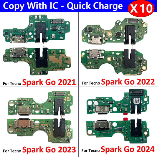 10Pcs, USB Charging Port Dock Charger Plug Connector Board Flex Cable For Tecno Spark Go 2020 2021 2022 2023 2024 Tecno phone repair parts