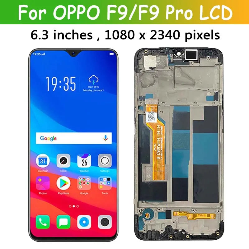 6.3''High Quality For OPPO F9 CPH1823 CPH1881 CPH1825 LCD Screen Touch Digitizer With Frame Assembly For OPPO F9 Pro LCD Screen Oppo phone repair parts Realme phone repair parts