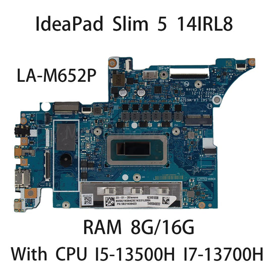 Laptop Motherboard For Lenovo IdeaPad Slim 5 14IRL8 LA-M652P With CPU I5 13500H I7 13700H RAM 8G/16G 5B21L16424  100% Test Lenovo laptop repair parts