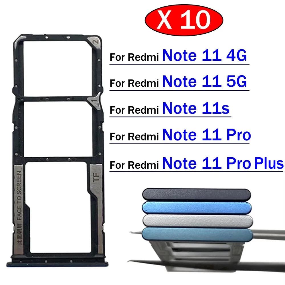 10Pcs, New For Xiaomi Redmi Note 11 11s Pro Plus 4G 5G SIM Card Tray Slot Holder Replacement Parts  Xiaomi  Xiao mi phone repair parts