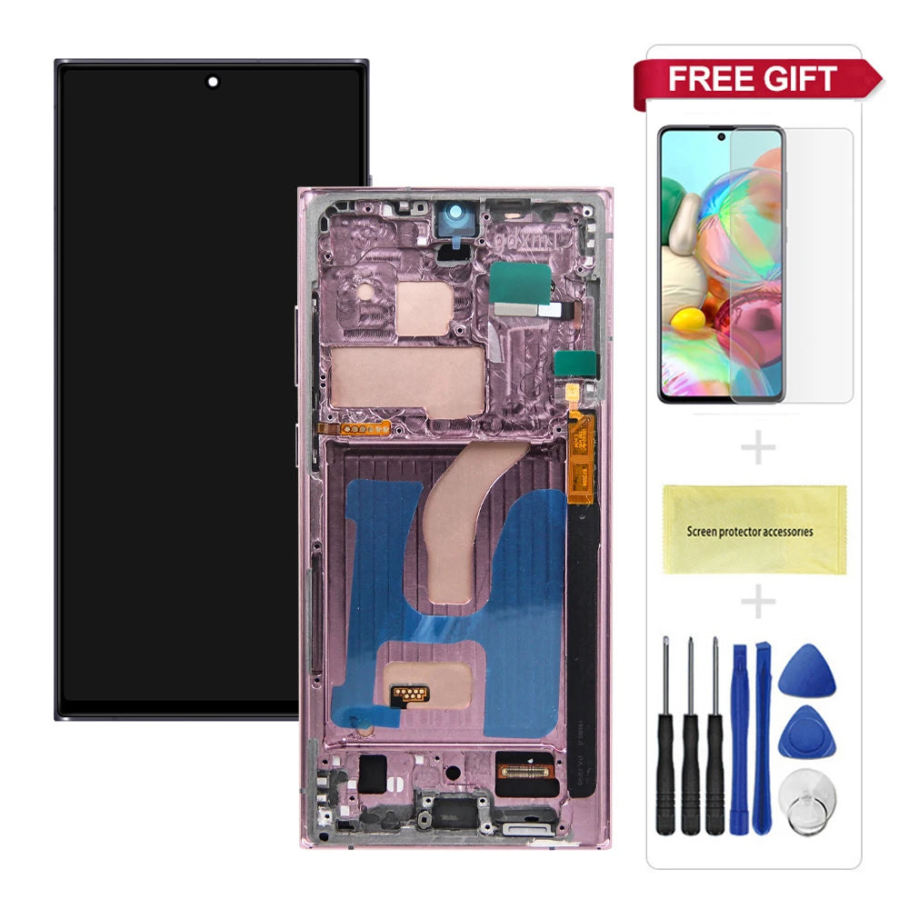 6.72'' S22 Ultra Display Screen Replacement for Samsung Galaxy S22 Ultra 5G S908B S908B/DS Lcd Digital Touch Screen With Frame Samsung phone repair parts