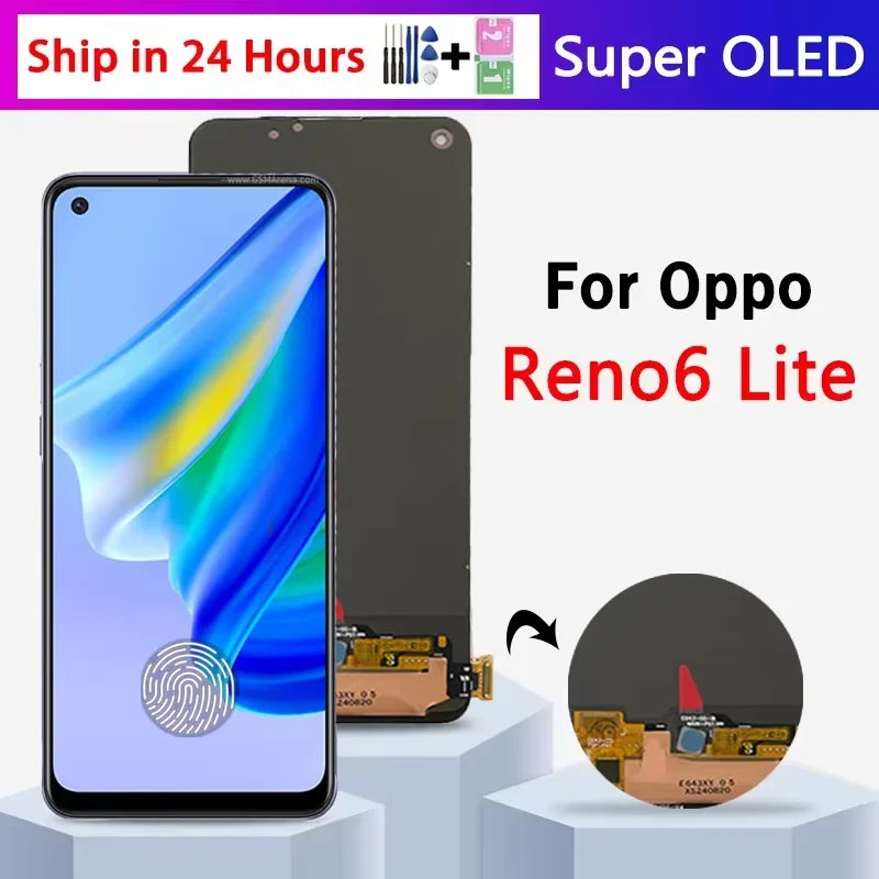 Super AMOLED For Oppo Reno6 Lite LCD Display Touch Screen Digitizer Assembly For Oppo Reno 6 Lite CPH2365 Display  Oppo phone repair parts