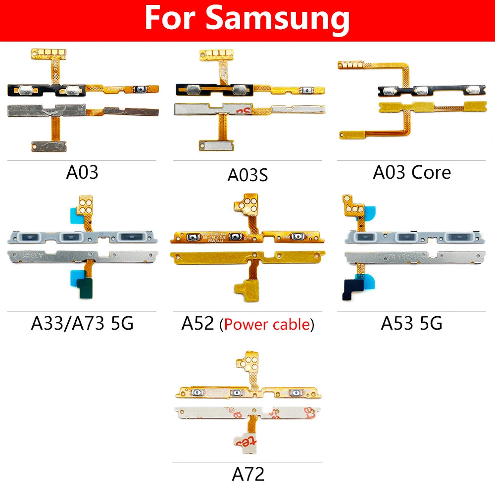 Power On Off Volume Side Button Key Flex Cable For Samsung A02 A02S A04 A04s A32 A52 A72 A03s A03 Core A13 A22 A33 A53 A73 4G 5G Samsung phone repair parts
