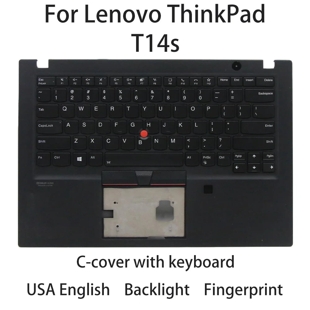 New For Lenovo ThinkPad T14s Laptop C-cover with Keyboard USA English Backlight Fingerprint FRU:5M10Z41371 5M10Z41372 Lenovo laptop repair parts