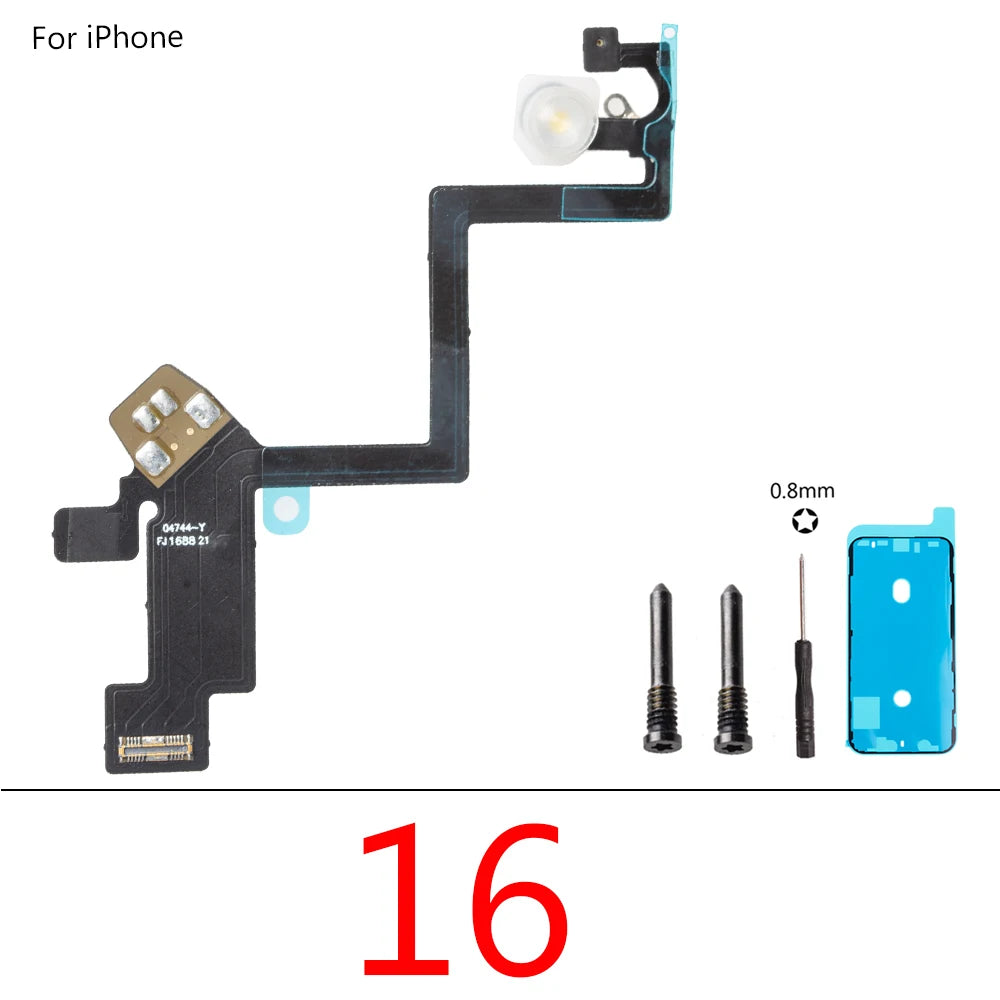 1set LED Flash Flex Cable For iPhone 16 Plus 15 Pro Max 14 13 Mini Proximity LED Light Sensor Ambient Flashlight iPhone phone repair parts