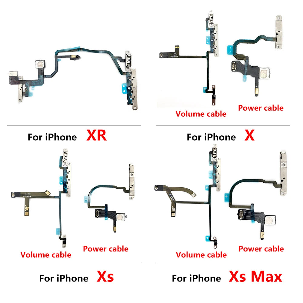 New Power On Off Flex For iPhone 7 7G 8 8G Plus X XR XS Max Volume Up Down Side Button Key Ribbon Flex Cable With Metal iPhone phone repair parts