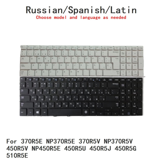 New Russian Spanish Latin Keyboard For Samsung 370R5E NP370R5E 370R5V NP370R5V 450R5V NP450R5E 450R5U 450R5J 450R5G 510R5E SAMSUNG laptop repair parts