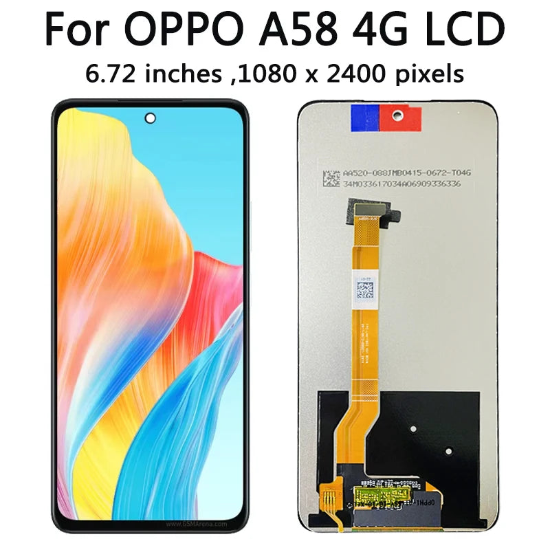 Test A58 Screen For Oppo A58 4G/5G LCD CPH2577 Display Screen+Touch Panel Digitizer Replacement Repair Parts  Oppo phone repair parts