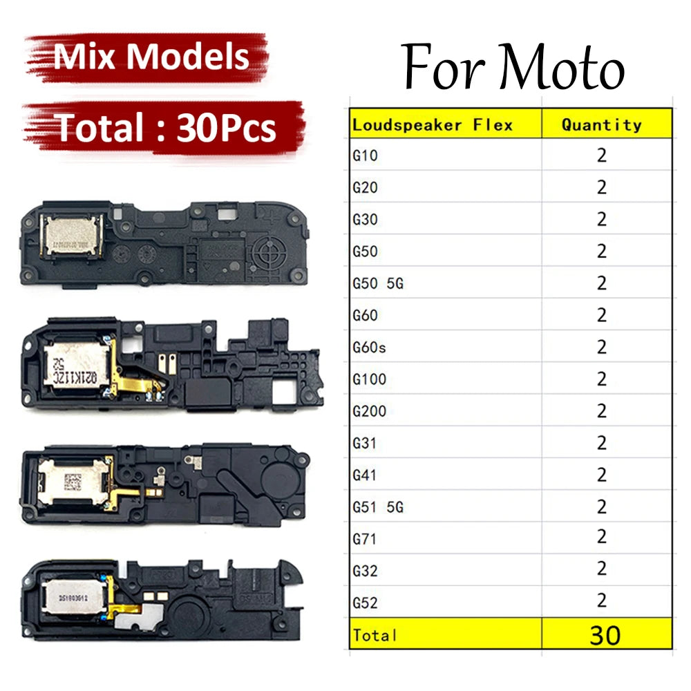 30Pcs Buzzer Ringer Loud Speaker Loudspeaker Flex Cable For Motorola Moto G100 G10 G30 G51 G50 G71 5G G200 G60 G20 G60s G31 G32 Motorola phone repair parts