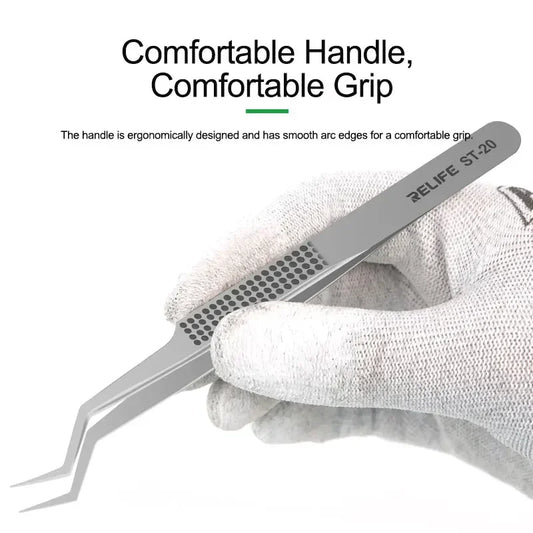 RELIFE ST-20 Anti-magnetic Adsorption Tweezers Chip Tin Placement Positioning for Repairing Mobile Phones and Appliances Professional Repair Tools