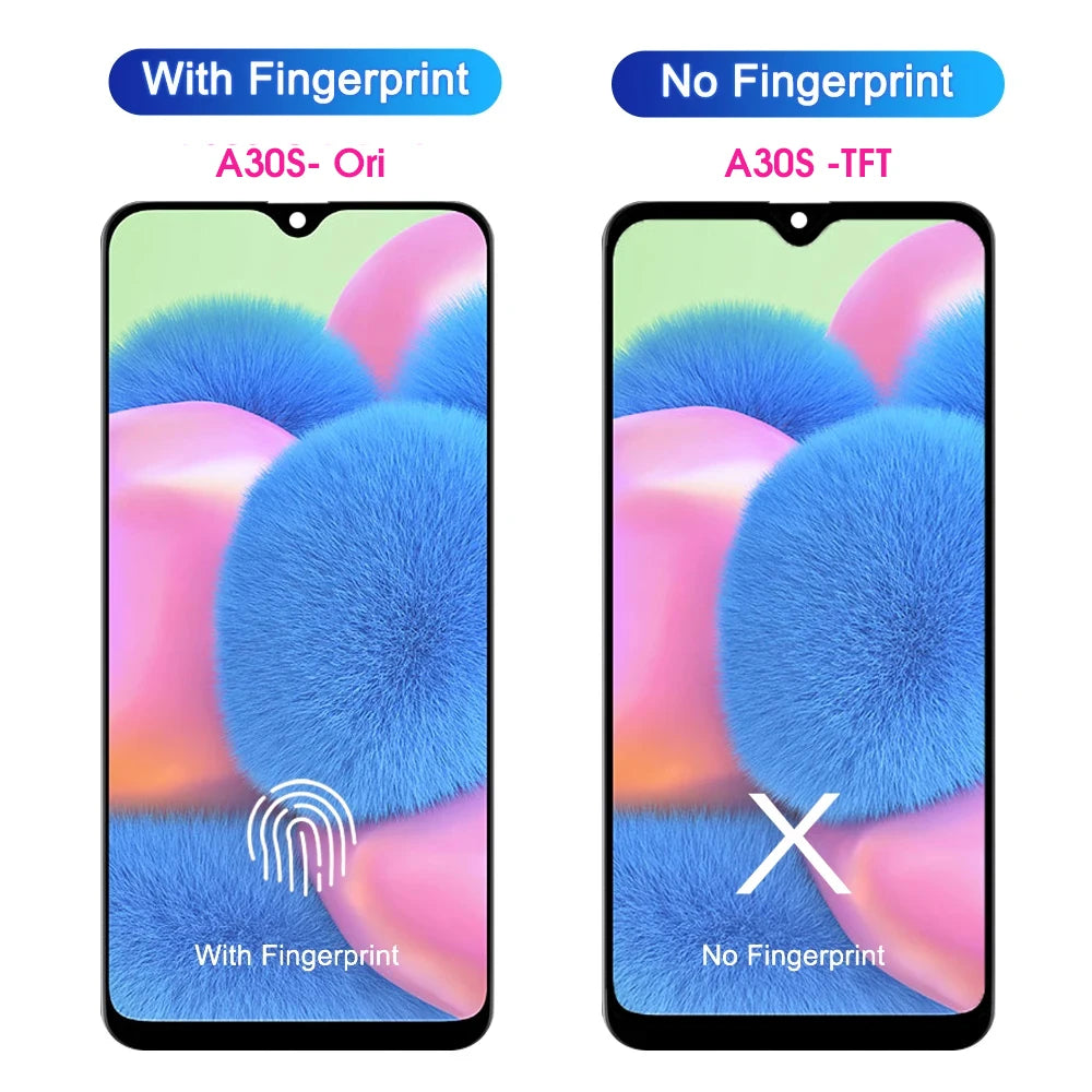 AMOLED A30S Screen, for Samsung Galaxy A30S A307 A307F A307FN A307G A307YN Lcd Dispaly Digital Touch Screen With Frame Samsung phone repair parts
