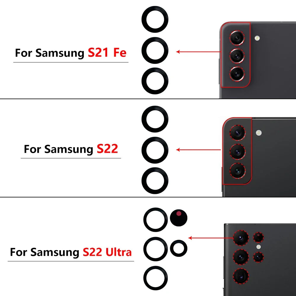 10Pcs, Back Rear Camera Glass Lens For Samsung S20 S21 S22 S23 S24 Plus Ultra FE 5G With Adhesive Samsung phone repair parts