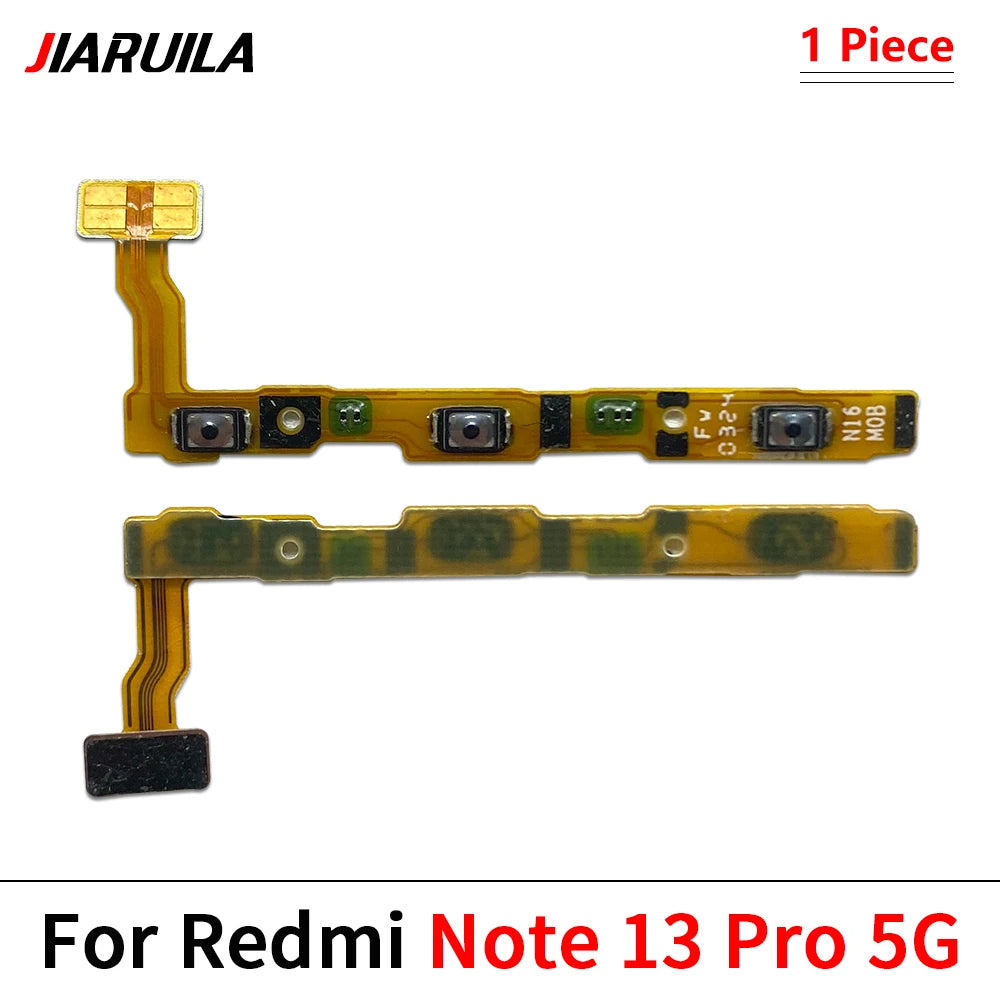 10Pcs, Power Switch On Off Button Volume control Key Button Flex Cable For Xiaomi Redmi Note 12 13 14 Pro Plus 4G 5G  Xiaomi  Xiao mi phone repair parts