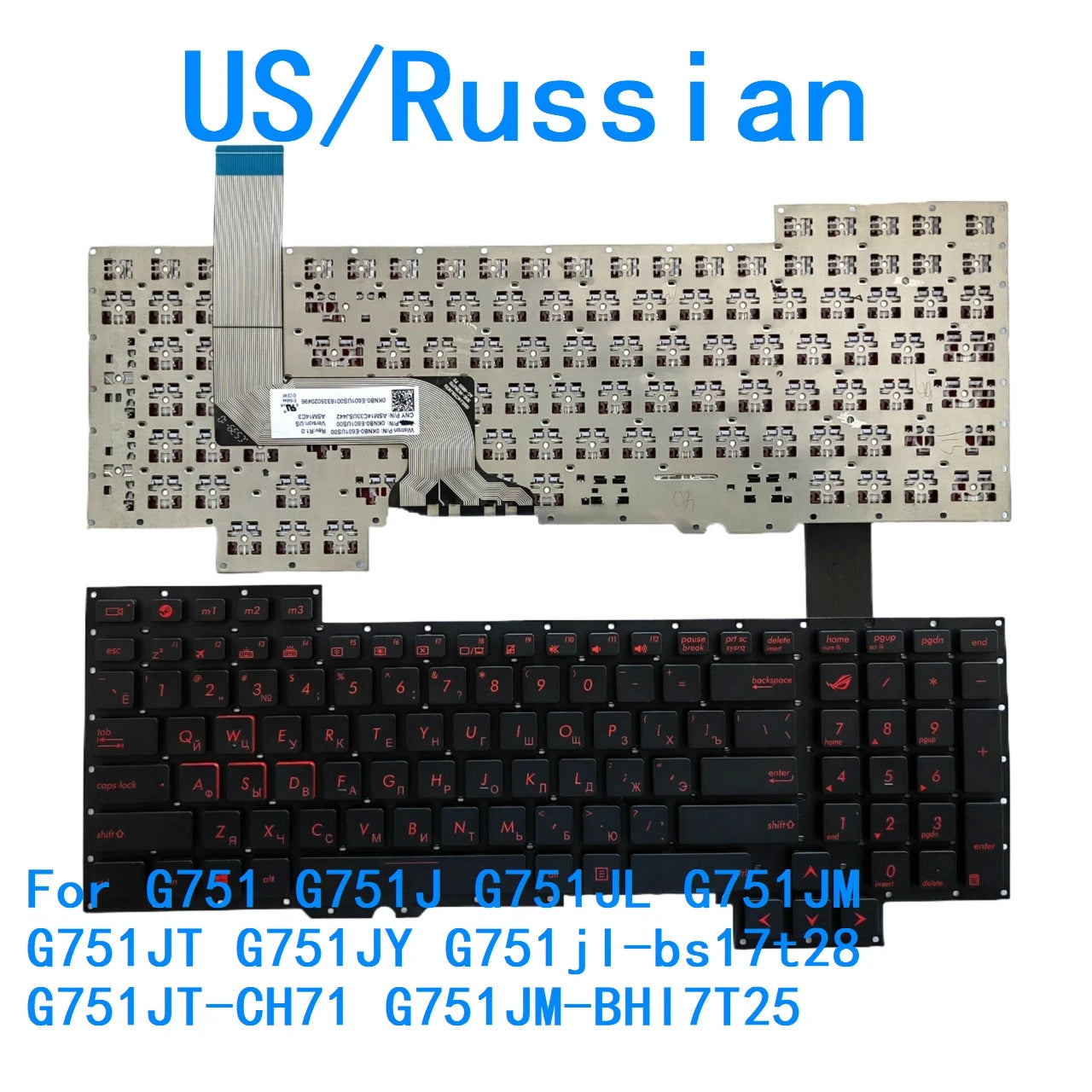 New US Russian Language  Keyboard For ASUS G751 G751J G751JL G751JM G751JT G751JY G751jl-bs17t28 G751JT-CH71 G751JM-BHI7T25 ASUS laptop repair parts
