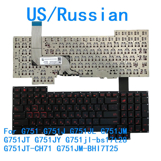 New US Russian Language  Keyboard For ASUS G751 G751J G751JL G751JM G751JT G751JY G751jl-bs17t28 G751JT-CH71 G751JM-BHI7T25 ASUS laptop repair parts