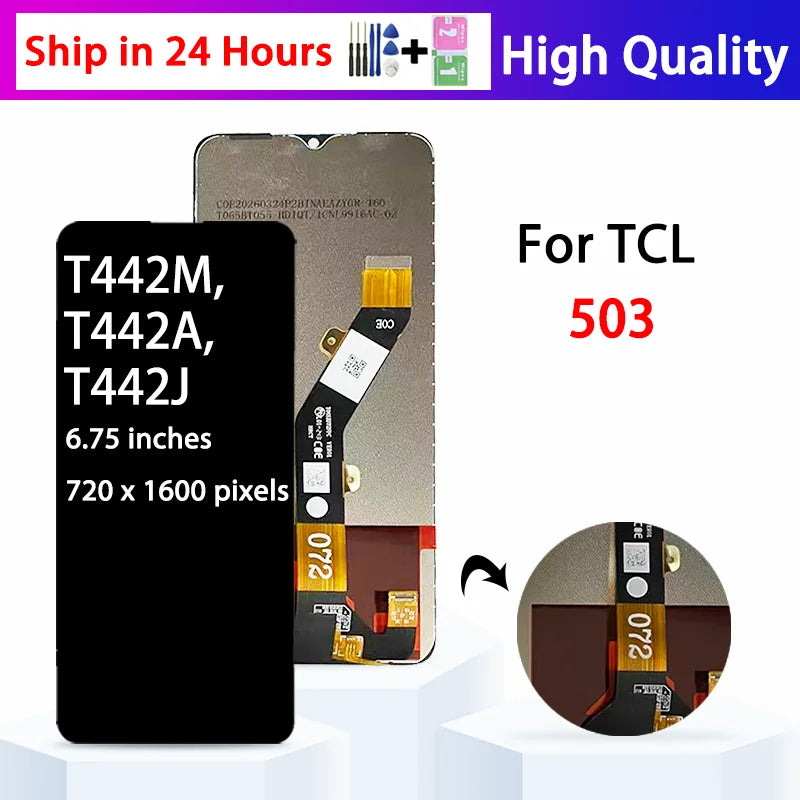 6.6"Screen For TCL 503 LCD T442M, T442A, T442J Display Touch Screen Digitizer Assembly For TCL 503 Display With Frame TCL phone repair parts