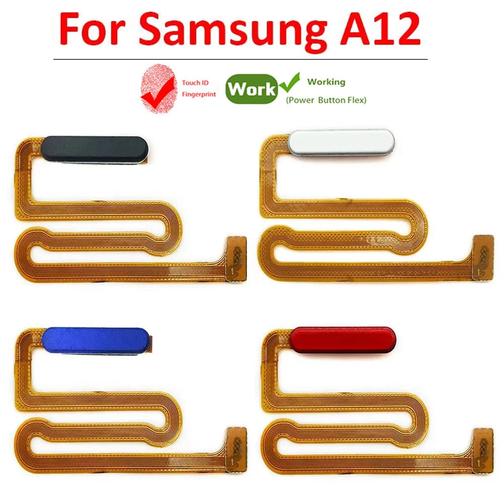 New For Samsung A12 A125 A125F Home Button Fingerprint Sensor Flex With Power Key Button Flex Cable Samsung phone repair parts