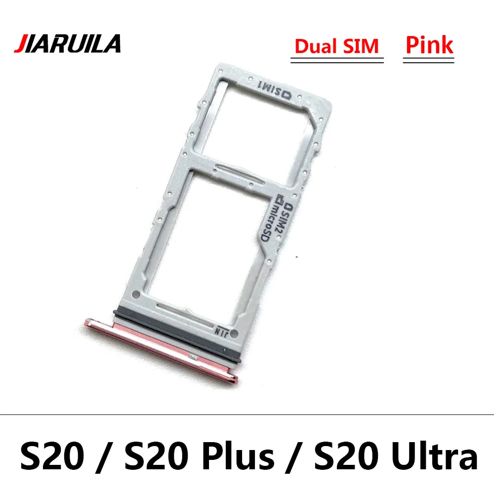 New Single Dual SIM Card Tray  For Samsung  S20 Plus Ultra Sim Slot Holder Replacement Parts Black / Blue / Grey