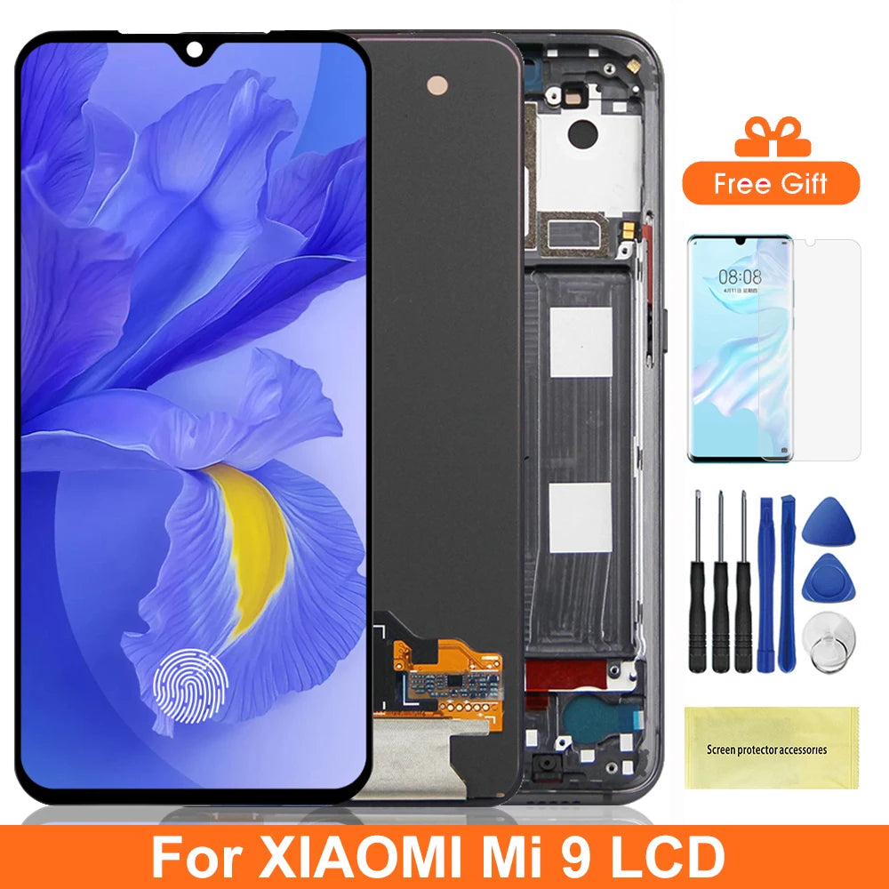 6.39'' Super Amoled Mi9 Screen for Xiaomi Mi 9 Lcd display With Touch Screen Digitizer Assembly For Xiaomi9 M1902F1G Lcds Xiaomi phone repair parts
