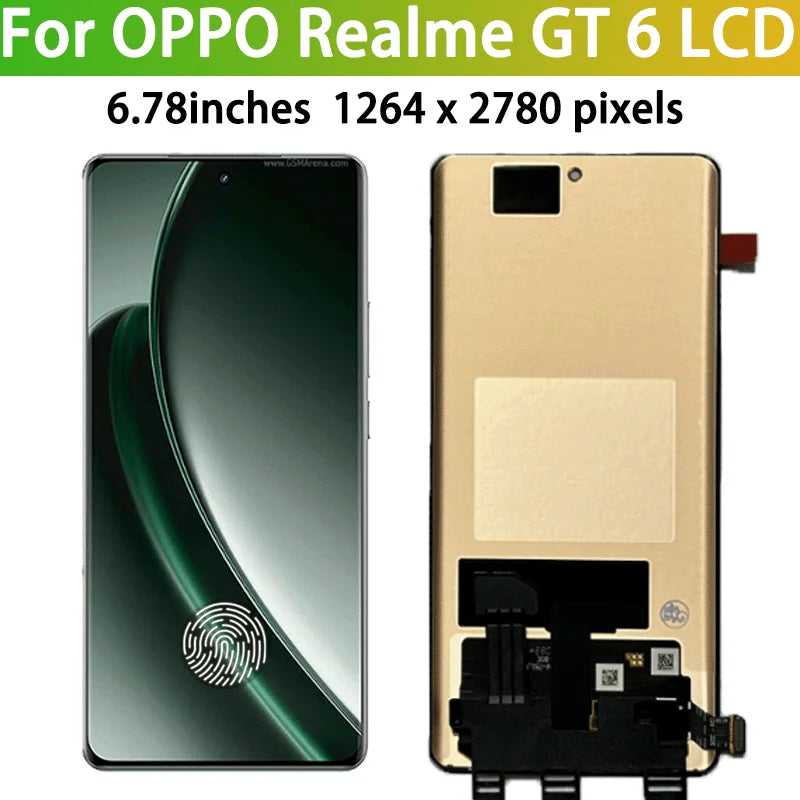 6.78"AMOLED For Realme GT6 RMX3851 LCD Display Touch Screen Digitizer Assembly GT 6 Display Repair Parts Oppo phone repair parts Realme phone repair parts