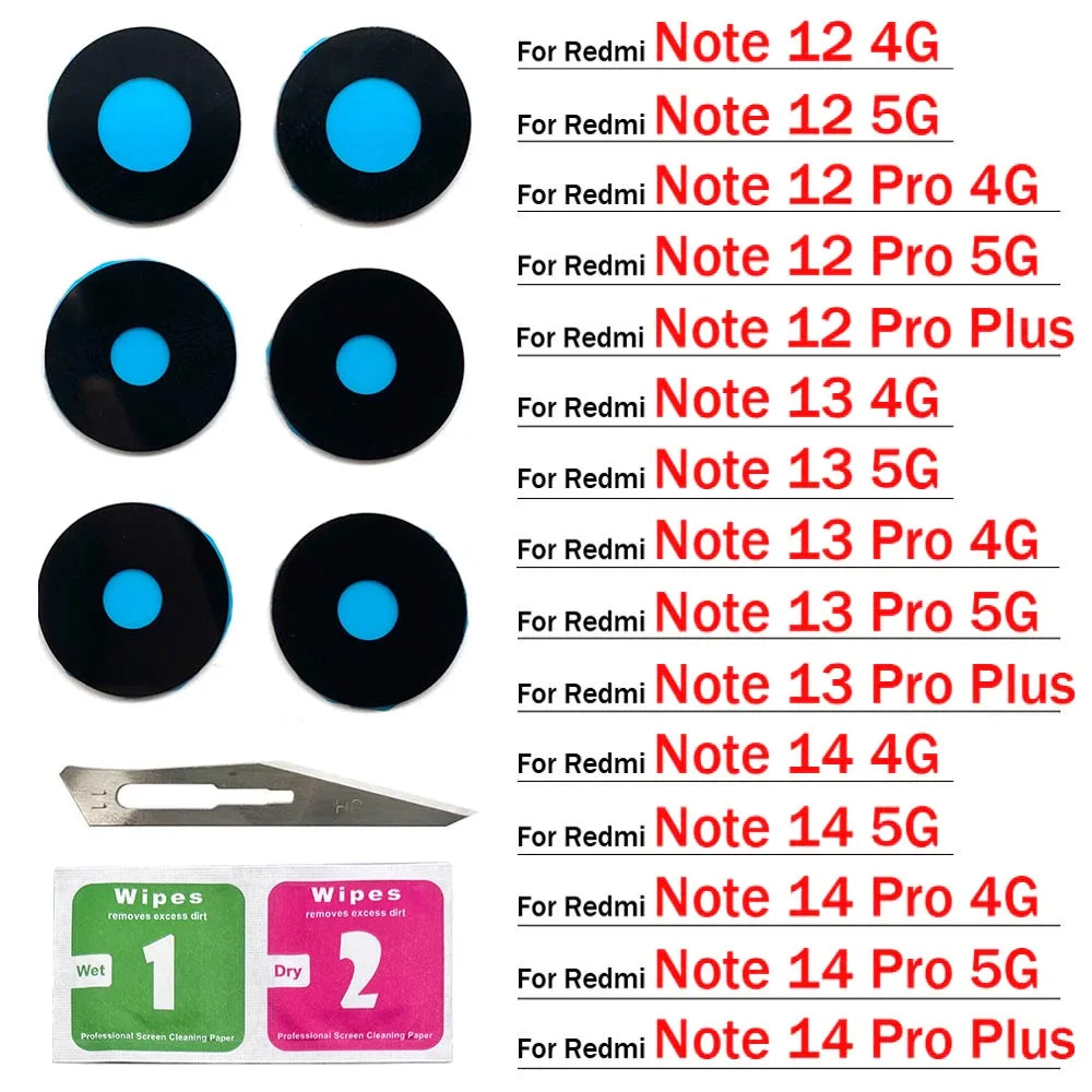 New Camera Glass For Xiaomi Redmi Note 11 12 13 14 Pro Plus 4G 5G Rear Back Camera glass Lens With Glue Adhesive  Xiaomi  Xiao mi phone repair parts
