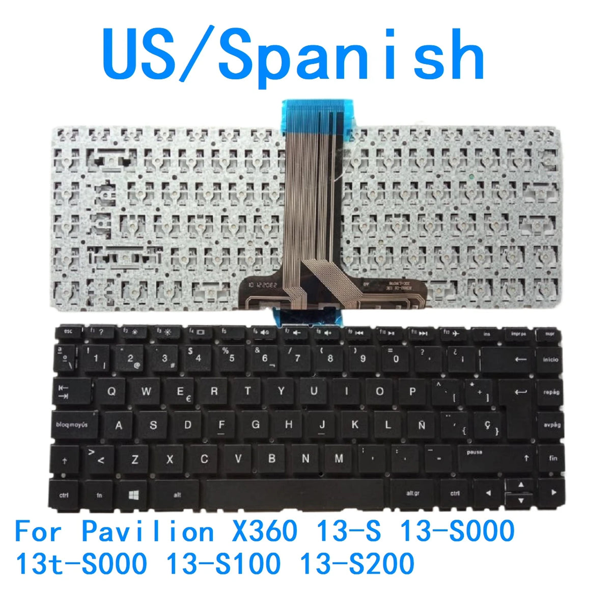 New US Spanish Language  Keyboard For HP Pavilion X360 13-S 13-S000 13t-S000 13-S100 13-S200 Notebook PC Replacement Keyboard  HP laptop repair parts