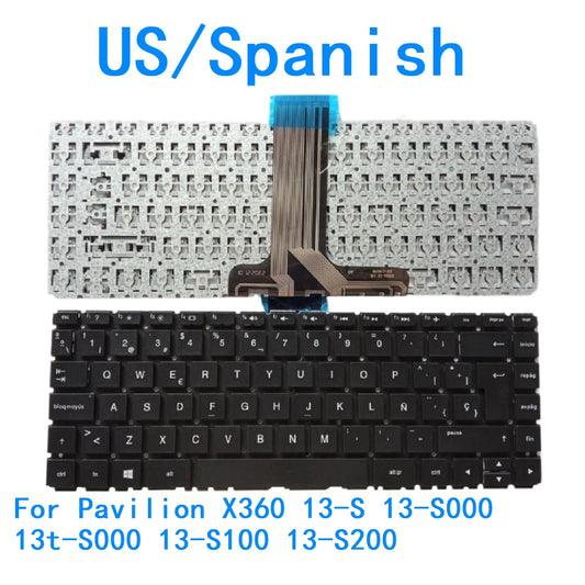New US Spanish Language  Keyboard For HP Pavilion X360 13-S 13-S000 13t-S000 13-S100 13-S200 Notebook PC Replacement Keyboard  HP laptop repair parts