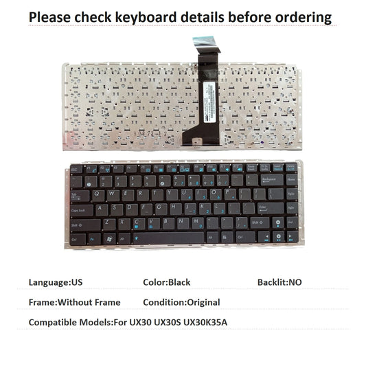 New US Language  Keyboard For ASUS UX30 UX30S UX30K35A Notebook PC Replacement Keyboard ASUS laptop repair parts