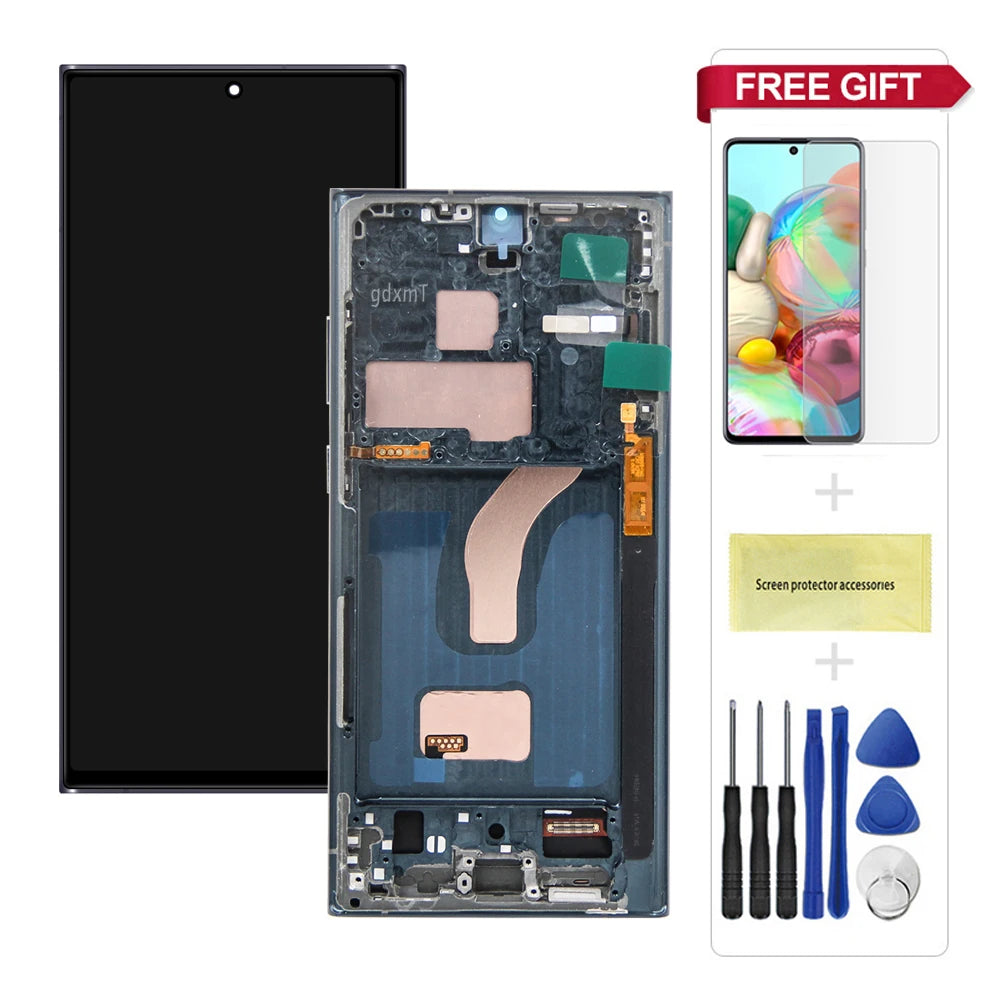 6.72'' S22 Ultra Display Screen Replacement for Samsung Galaxy S22 Ultra 5G S908B S908B/DS Lcd Digital Touch Screen With Frame Samsung phone repair parts