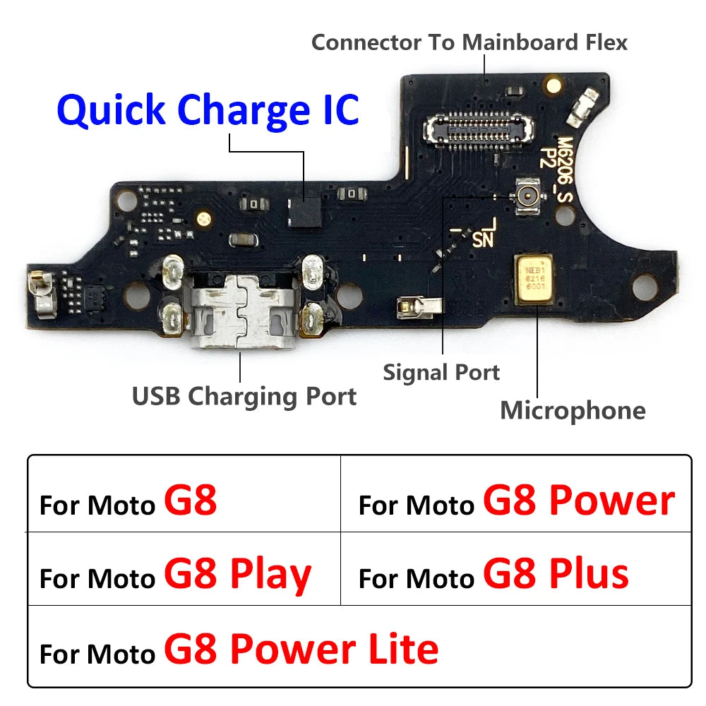 USB Charger Board PCB Flex For Motorola Moto G8 Plus Play Power Lite USB Port Connector Dock Charging Flex Cable Motorola phone repair parts