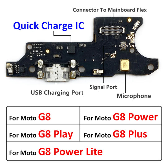 USB Charger Board PCB Flex For Motorola Moto G8 Plus Play Power Lite USB Port Connector Dock Charging Flex Cable Motorola phone repair parts