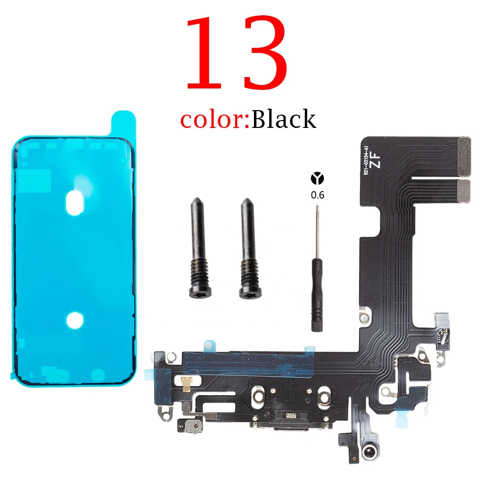 Charging USB Port Flex For iPhone 11 14 Pro Max 12 13Pro Charging Port Dock Connector Flex Cable With MicroPhone Jack Flex Cable iPhone phone repair parts