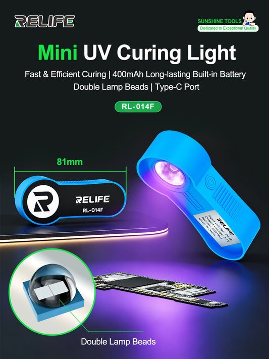 RELIFE RL-014F Curing Lamp Fast and Efficient Curing 400mAh Strong Endurance Built-in battery Dual Light Beads Type-C Interface Professional Repair Tools