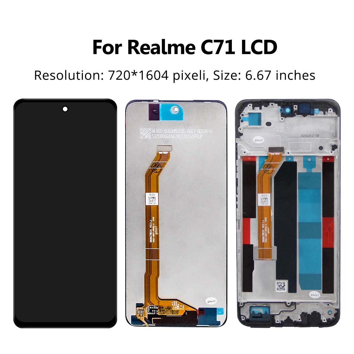 6.67" LCD For Realme C71 RMX5303 LCD Display Touch Screen Digitizer Assembly For Realme C71 Display Replacement Parts Realme repair parts