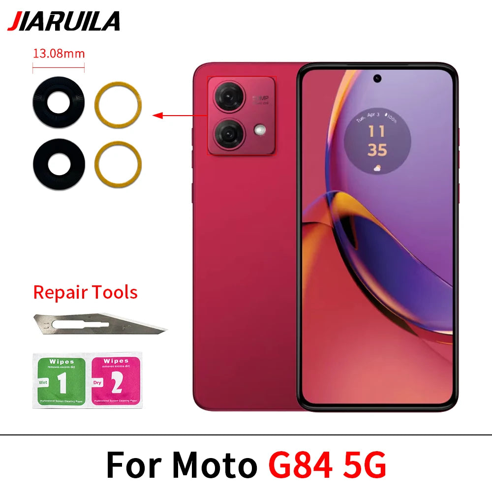 10Pcs, Back Rear Camera Glass Lens With Adhesive For Moto G22 G32 G42 G52 G62 G13 G23 G53 G73 G14 G24 G34 G54 G84 G04 G82 5G Motorola phone repair parts