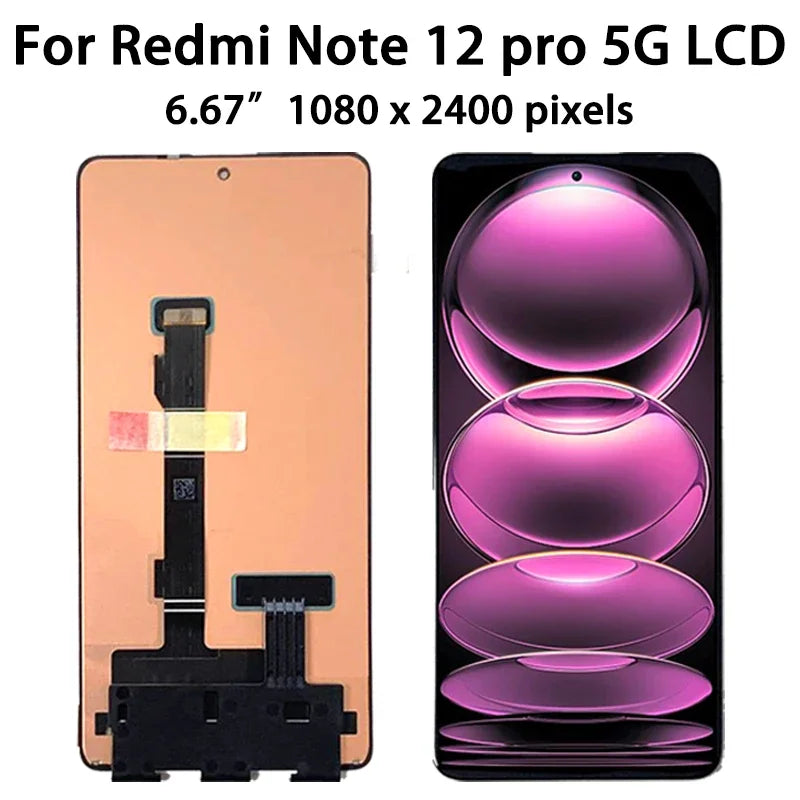 AMOLED For Redmi Note 12 Pro+ 12Pro Plus For Xiaomi Redmi Note 12 Pro 5G 22101316C LCD Display Touch Screen Digitizer Assembly Xiaomi phone repair parts