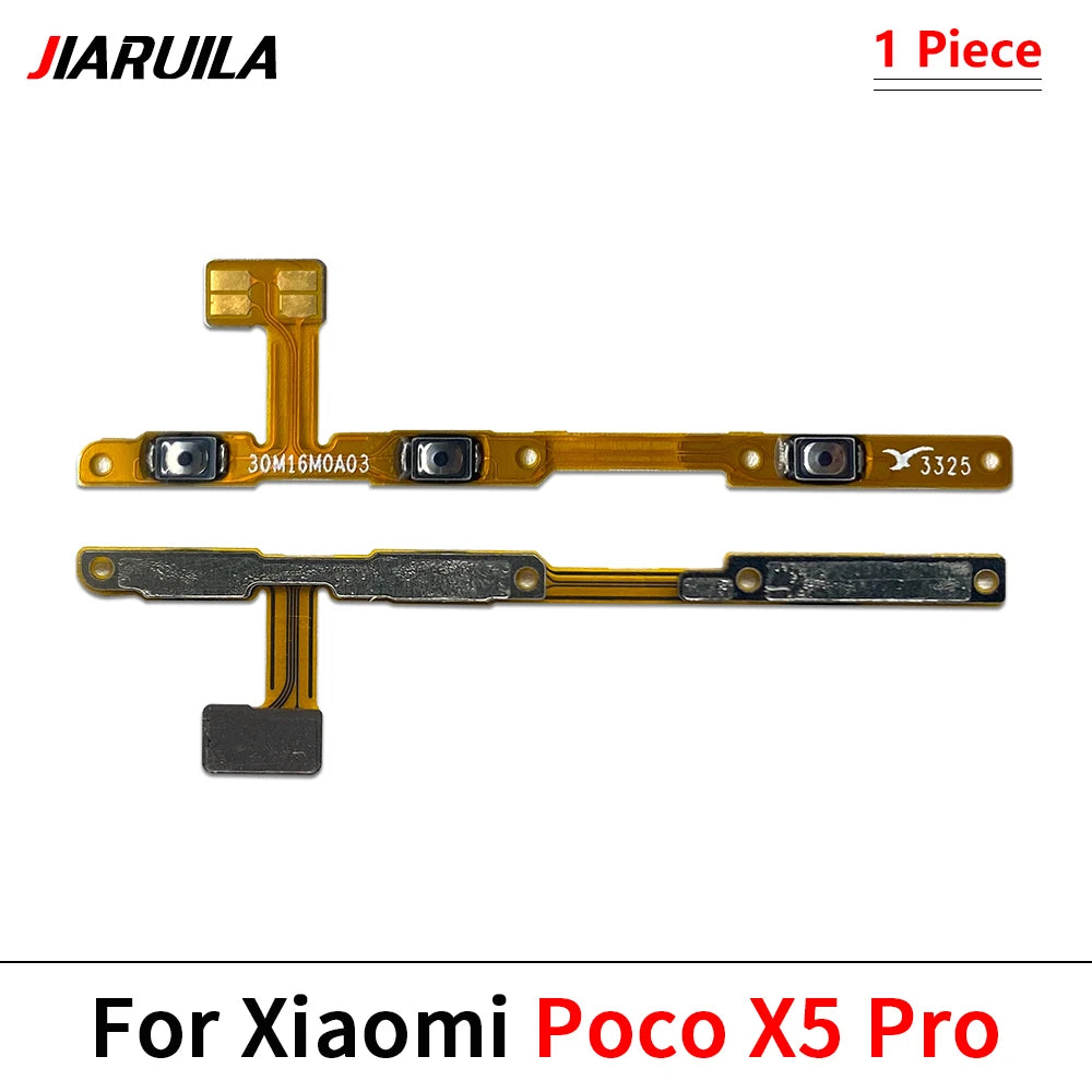 10Pcs, Power On Off Volume Side Button Key Flex Cable For Xiaomi Poco F4 F5 M3 M4 X3 X4 X5 X6 Pro 4G 5G GT Xiaomi  Xiao mi phone repair parts