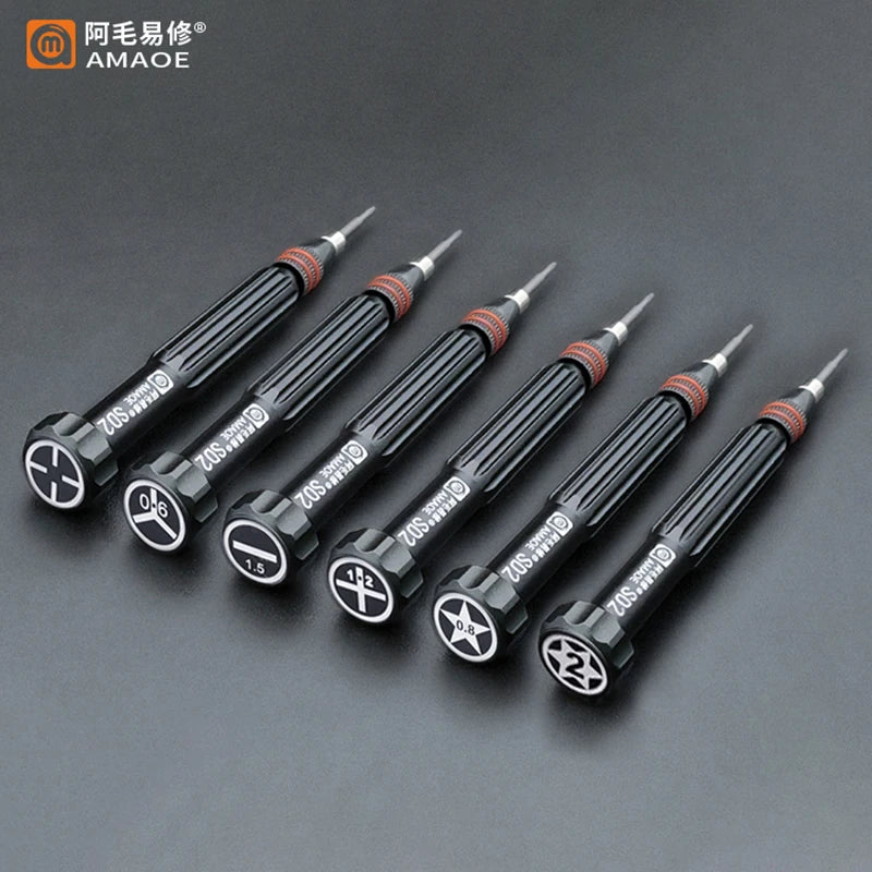 AMAOE SD2 Precision Screwdriver Torx Pentalobe Tri Wing Magnetic S2 Steel Bits Screw Driver for Camera Watch Mobile Phone Repair Professional Repair Tools