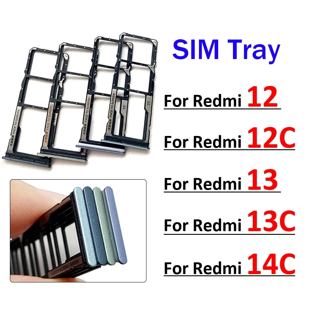 New SIM Card Slot SD Card Tray Holder Adapter For Xiaomi Redmi 12 12C 13 13C 14C Replacement Parts Xiaomi  Xiao mi phone repair parts