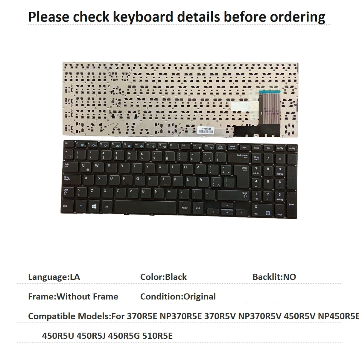 New Russian Spanish Latin Keyboard For Samsung 370R5E NP370R5E 370R5V NP370R5V 450R5V NP450R5E 450R5U 450R5J 450R5G 510R5E SAMSUNG laptop repair parts