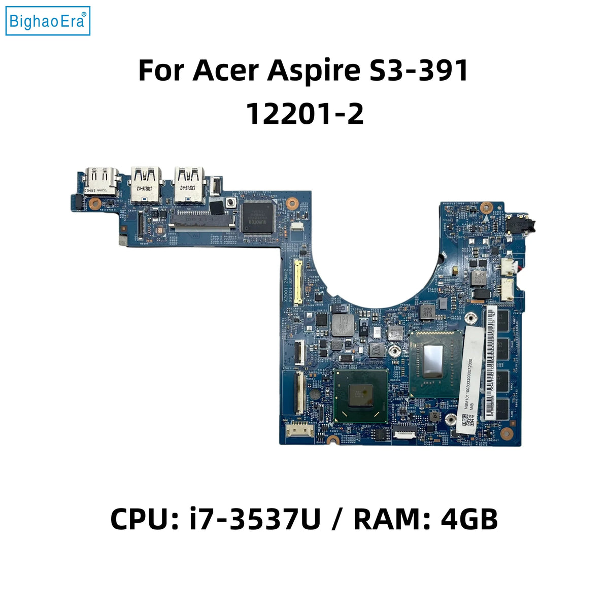 For Acer Aspire S3-391 Laptop Motherboard 12201-2 With i5-3337U i7-3517U i7-3537U CPU 4GB-RAM HM77 Chipset NBM1011009 NBM101100B Acer laptop repair parts