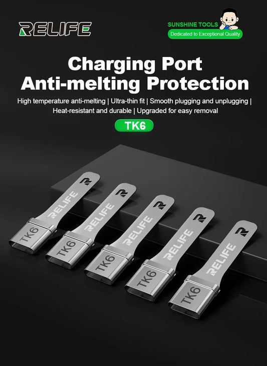 RELIFE TK6 TYPE-C Tail Plug Anti Melting Protective Cover Set Compatible with Various Mobile Phone TYPE-C Tail Plug Repairs Tool Professional Repair Tools