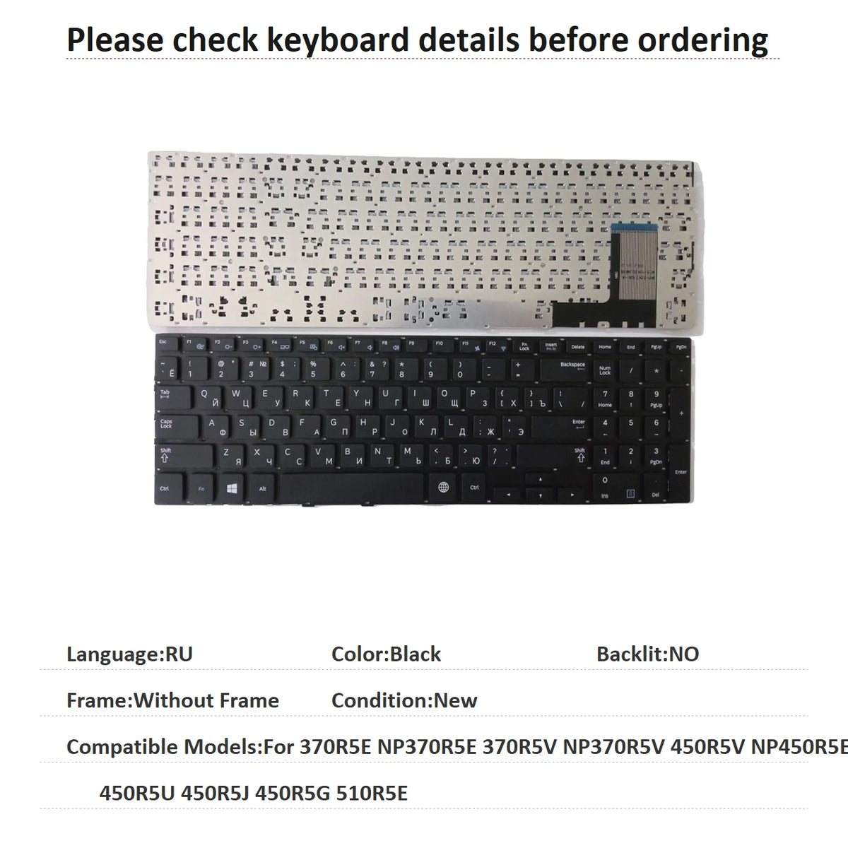 New Russian Spanish Latin Keyboard For Samsung 370R5E NP370R5E 370R5V NP370R5V 450R5V NP450R5E 450R5U 450R5J 450R5G 510R5E SAMSUNG laptop repair parts