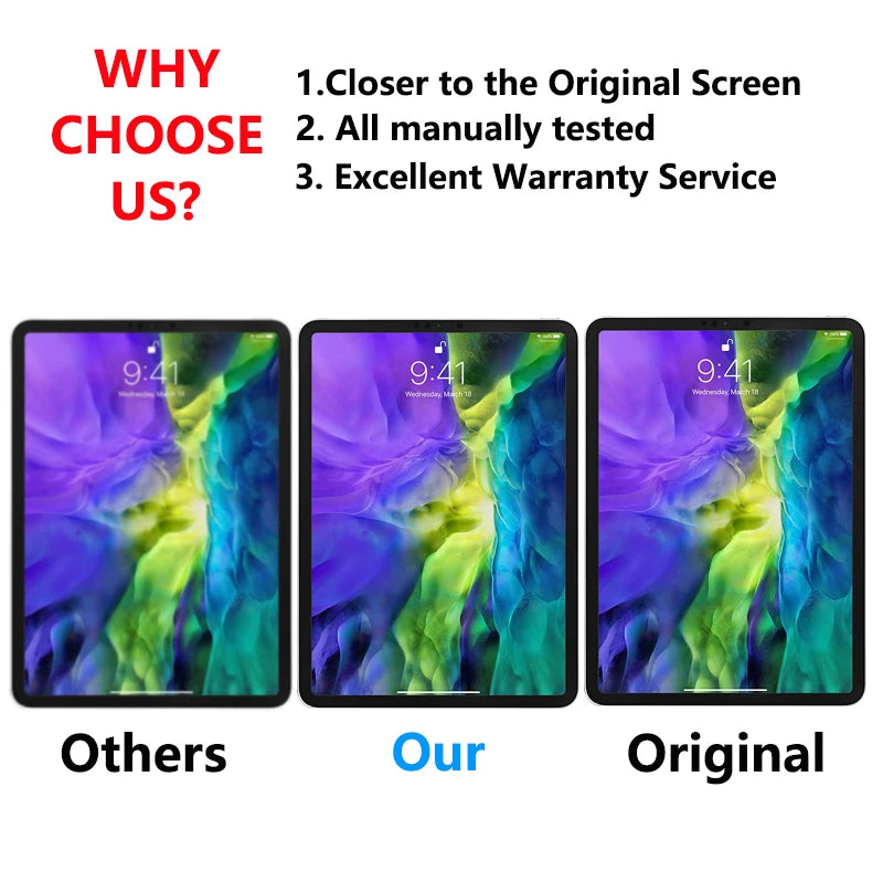 11“ OEM For Apple iPad Pro 11 LCD 2018 A1934 A1979 A2068 A2230 2020 LCD Display Touch Screen Digitizer Assembly Replacement  iPad repair parts