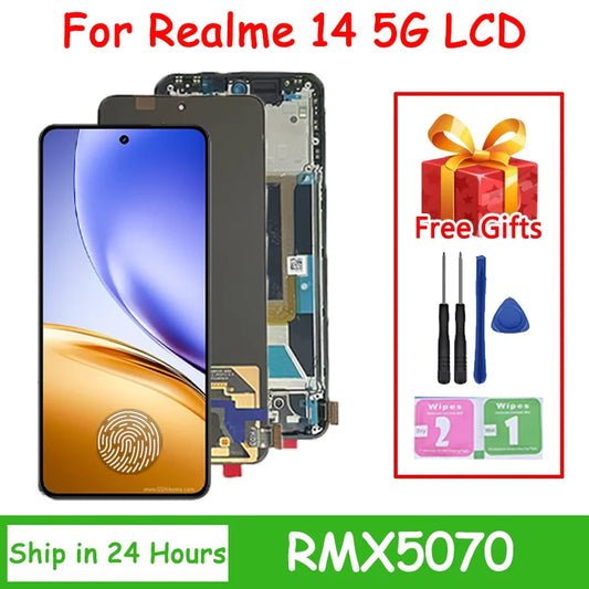 6.67'' Super AMOLED For Realme14 Display For Realme 14 5G RMX5070 Lcd Display Touch Screen Digitizer Assembly Replacement Realme phone repair parts  Oppo phone repair parts